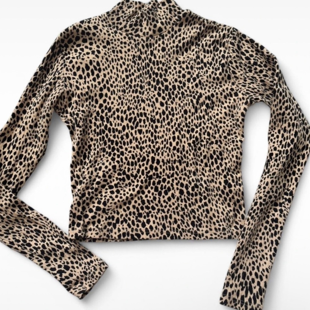 Brandy Melville Cheetah Print Long Sleeve Blouse